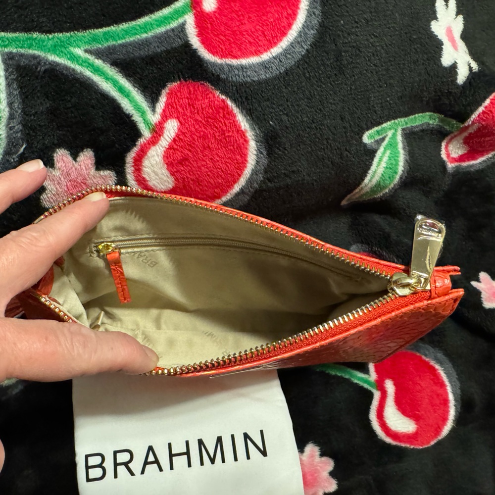 Brahmin Daisy Flame All Over Snake Wristlet Clutch - Picture 3 of 5